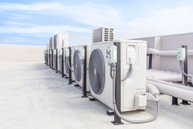 air conditioning hvac roof industrial building with blue sky clouds 539854 1413